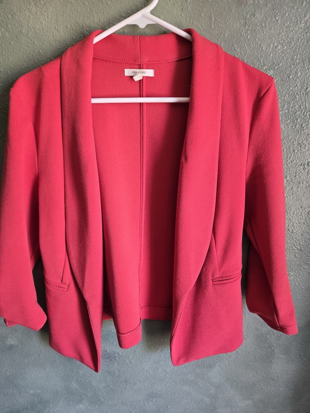 Maurices - Coral - Blazer Suit Jacket - 3/4 Sleeve  Cropped Short - Women's M